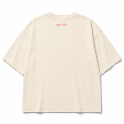 Oversize Entre Flores OneFive vista trasera logo one five amarillo pastel