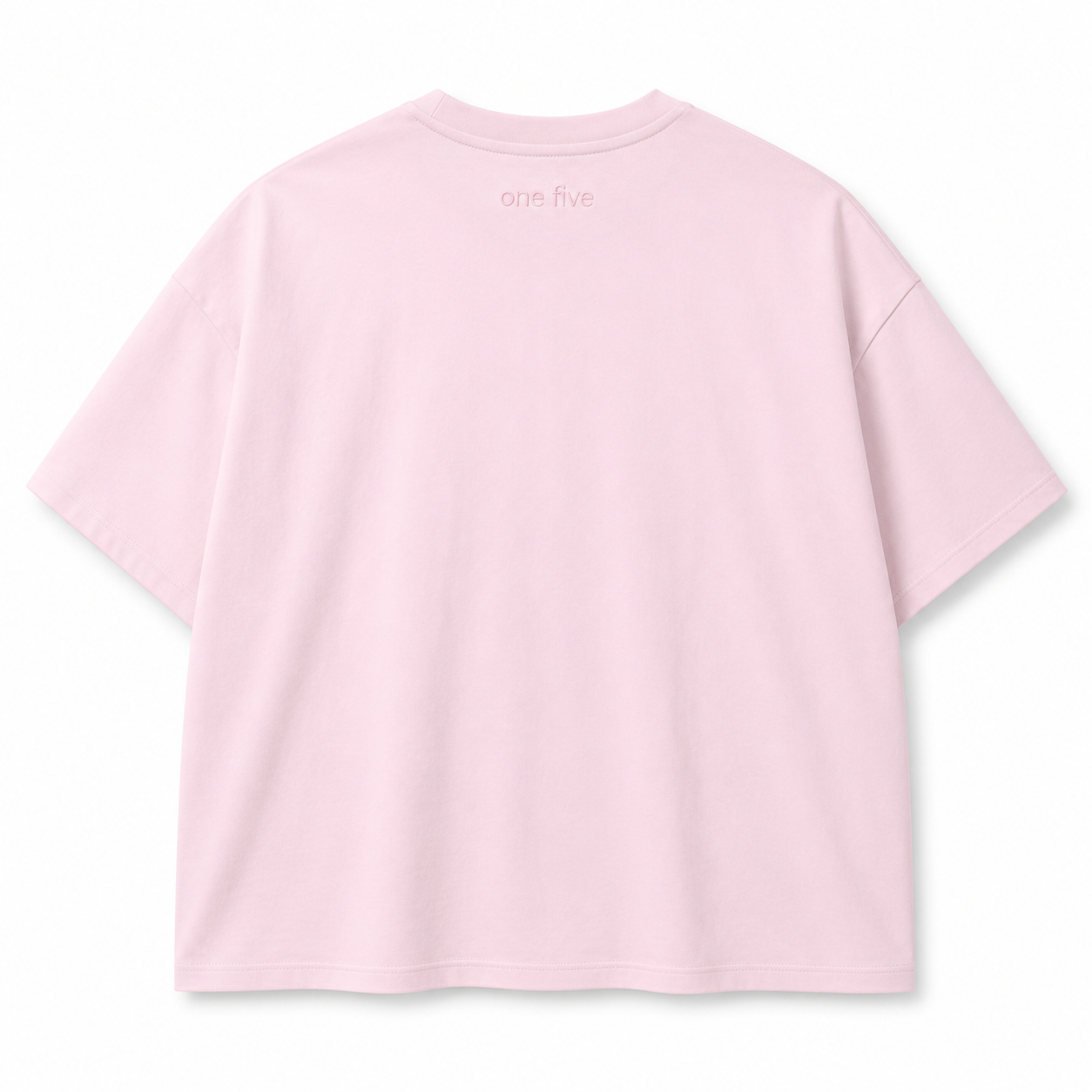 Oversize Entre Flores OneFive vista trasera logo one five rosa pastel
